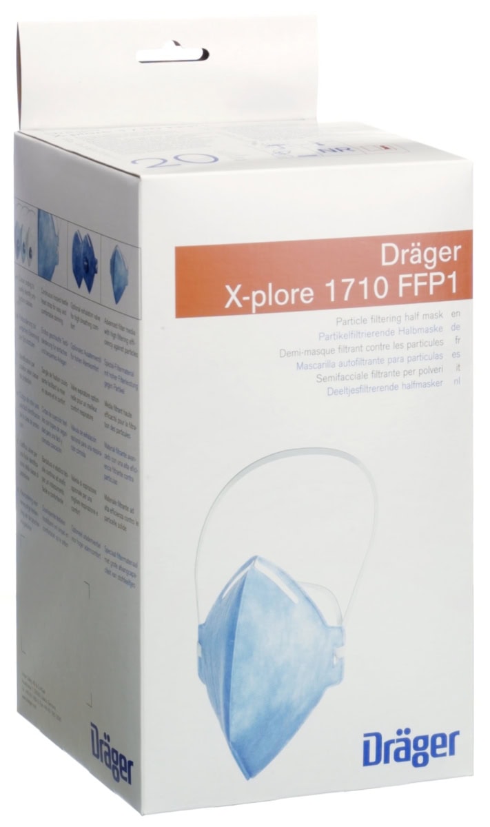 Dräger® X-plore® 1710 FFP1 NR D Atemschutzmaske / Partikelmaske 3951080, Universalgröße, Hygienisch einzelverpackt, Wirksamer Schutz gegen Stäube und Partikel bei hohem Tragekomfort