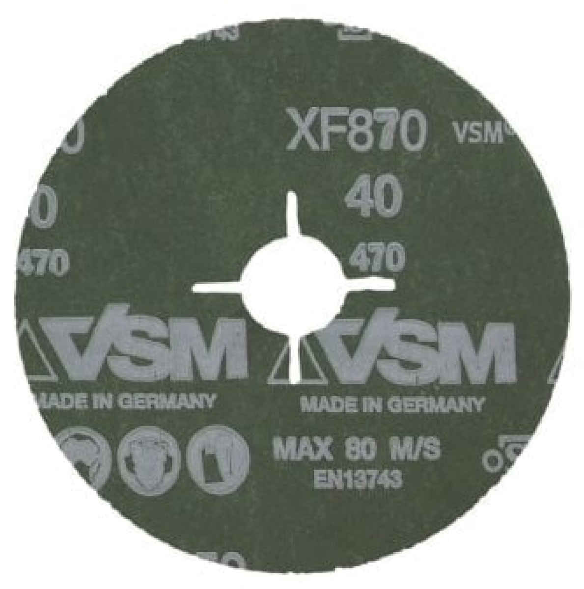 VSM CERAMICS XF870 731270, Ø125 mm x ø22,23 mm, P120, 4-fach Schlitz Ausführung (S1E), 12.200 U./Min., Fiberscheibe mit Keramikkorn, Für Edelstahl und andere Werkstoffe
