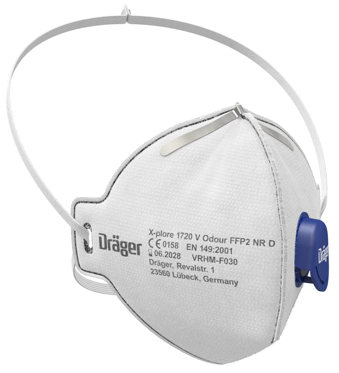 Dräger® X-plore® 1720V Odour FFP2 NR D Atemschutzmaske / Partikelmaske 3951085, Universalgröße, Aktivkohle, Ausatemventil, Hygienisch einzelverpackt, Wirksamer Schutz gegen Feinstäube und Partikel bei hohem Tragekomfort