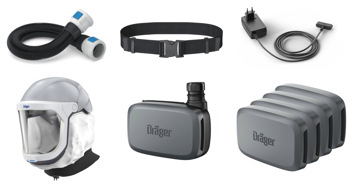 Dräger® X-plore® 8300 Gebläseatemschutz Set X-plore-8300-HIK4, TH3/TM3, 8 - 11 Stunden Laufzeit, Partikelschutz, Chemische-Industrie, Teile: [3734400, R59600, 3710790]