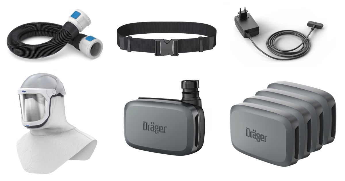 Dräger® X-plore® 8300 Gebläseatemschutz Set X-plore-8300-HIK5, TH3/TM3, 8 - 11 Stunden Laufzeit, Partikelschutz, Chemische-Industrie, Teile: [3734400, R59600, 1]