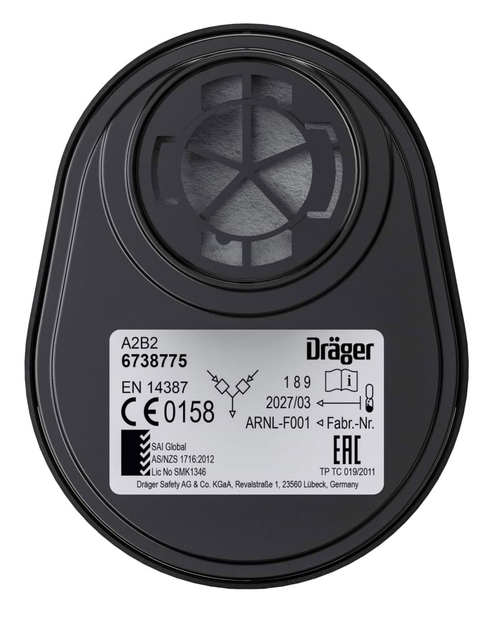 Dräger® X-plore® Gasfilter 6738775, A2B2 R, Dräger® Bajonett-Klick Anschluss, Gasfilter gegen organische, anorganische Gase & Dämpfe
