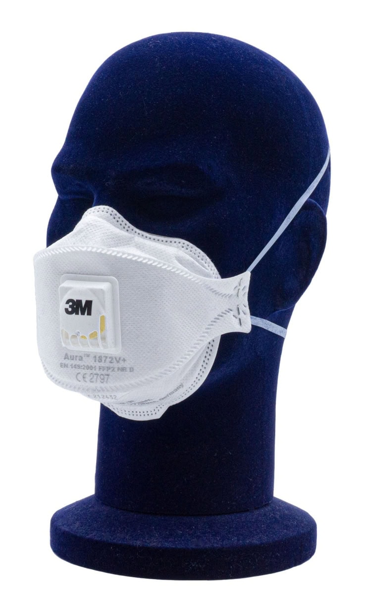 3M™ Aura™ Medizinische Atemschutzmaske 1872V+ FFP2 NR D mit Cool-Flow Ausatmenventil, Chirurgische Maske nach EN14683, Medizinvariante, Hygienisch einzelverpackt