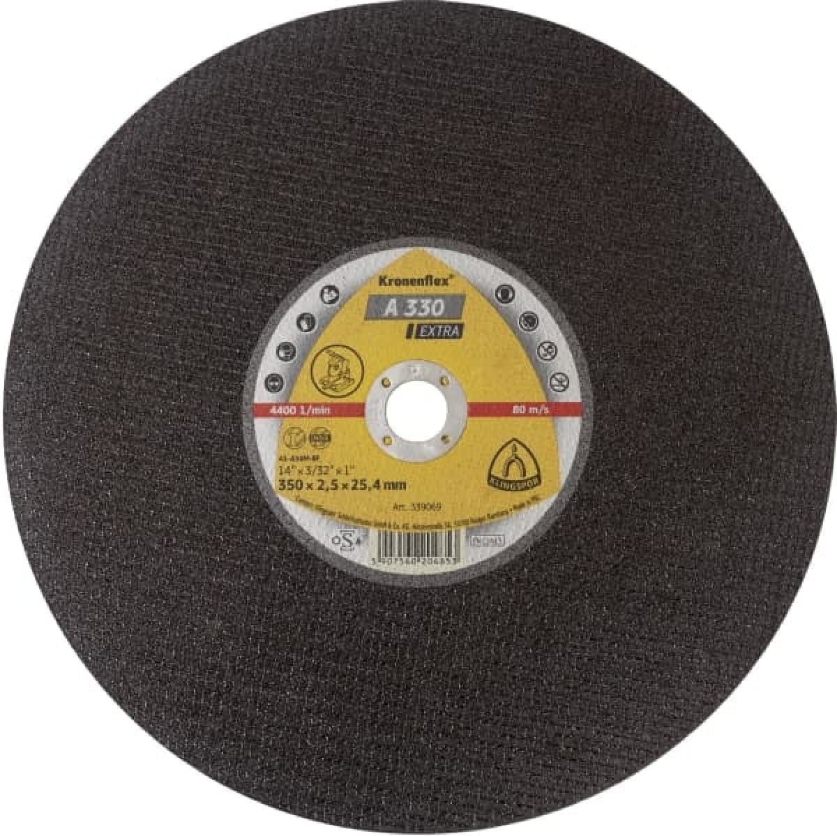 KLINGSPOR Kronenflex® A 930 N Special Grosstrennscheibe 322627, Ø 300 mm x 2,5 mm x 25 mm, P36, A, 5.100 U./Min., Typ 41 Gerade, Aluminiumkorn, Für Stahl und Edelstahl