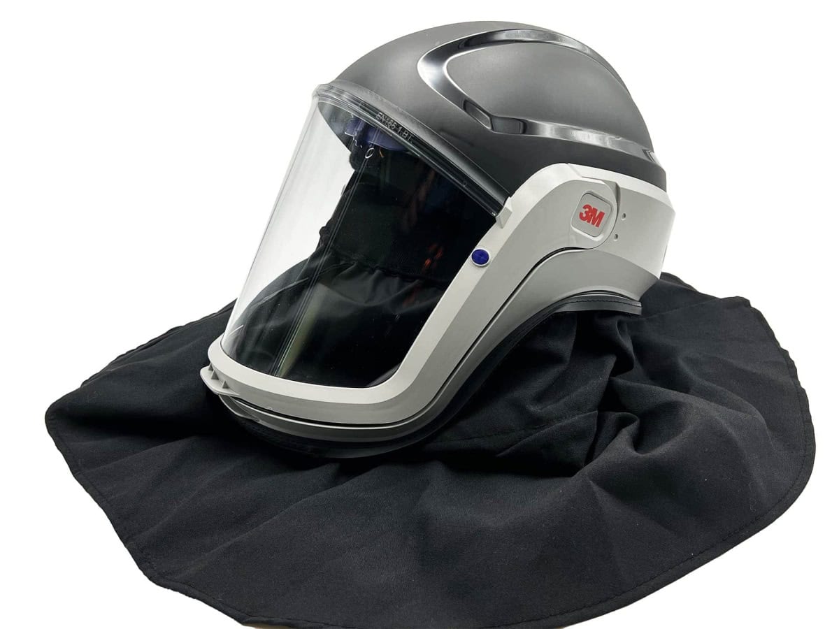 3M™ Versaflo™ M-406 Visierhelm, TH3, Klar, Komfort Abdichtung, Polycarbonat Visier, Integralvisierhelm mit strapazierfähiger komfortabler Hals- & Schulterabdeckung