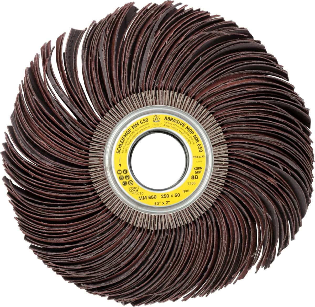 KLINGSPOR MM 650 LS 309 JF Schleifmoprad 2483, Ø 250 mm x 50 mm x 43 mm, A, P150, Gerade, Aluminiumkorn, 2.450 U./Min., Für universal Metall, Farbe, Lack, Spachtel & Holz Schleifanwendungen