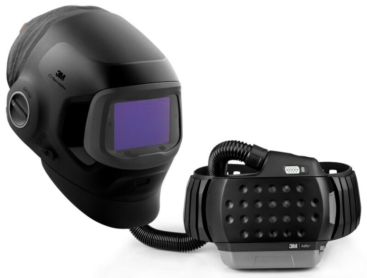 3M™ Speedglas™ Schweißmaske G5-03 Pro Air mit Schweißfilter G5-01/03TW und Adflo™ High-Altitude Gebläseeinheit, 637720, inkl. QRS-Luftschlauch und Tasche, Für Heftschweißarbeiten mit Zwischentönungsmodus