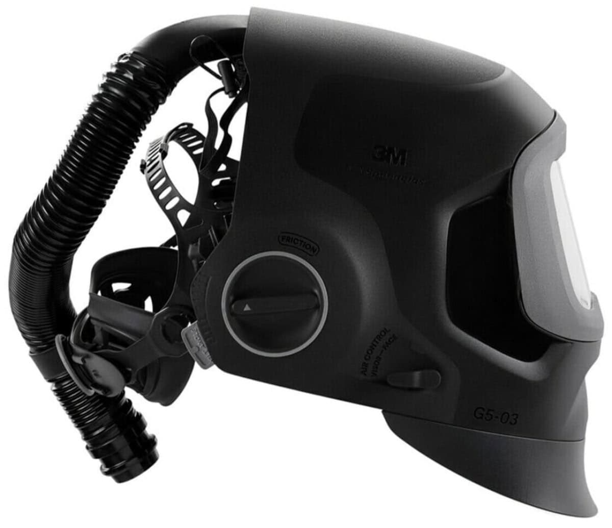 3M™ Speedglas™ Schweißmaske G5-03 Pro Air mit Schweißfilter G5-01/03VC und Versaflo™ V-500E Drucklufteinheit, 632812, inkl. QRS-Luftschlauch und Tasche, TH3, 4A/3B, Kopfband + Textilkopfschutz, Für besten Farbkontrast; Teile: [632800 + 630021 + V500E]