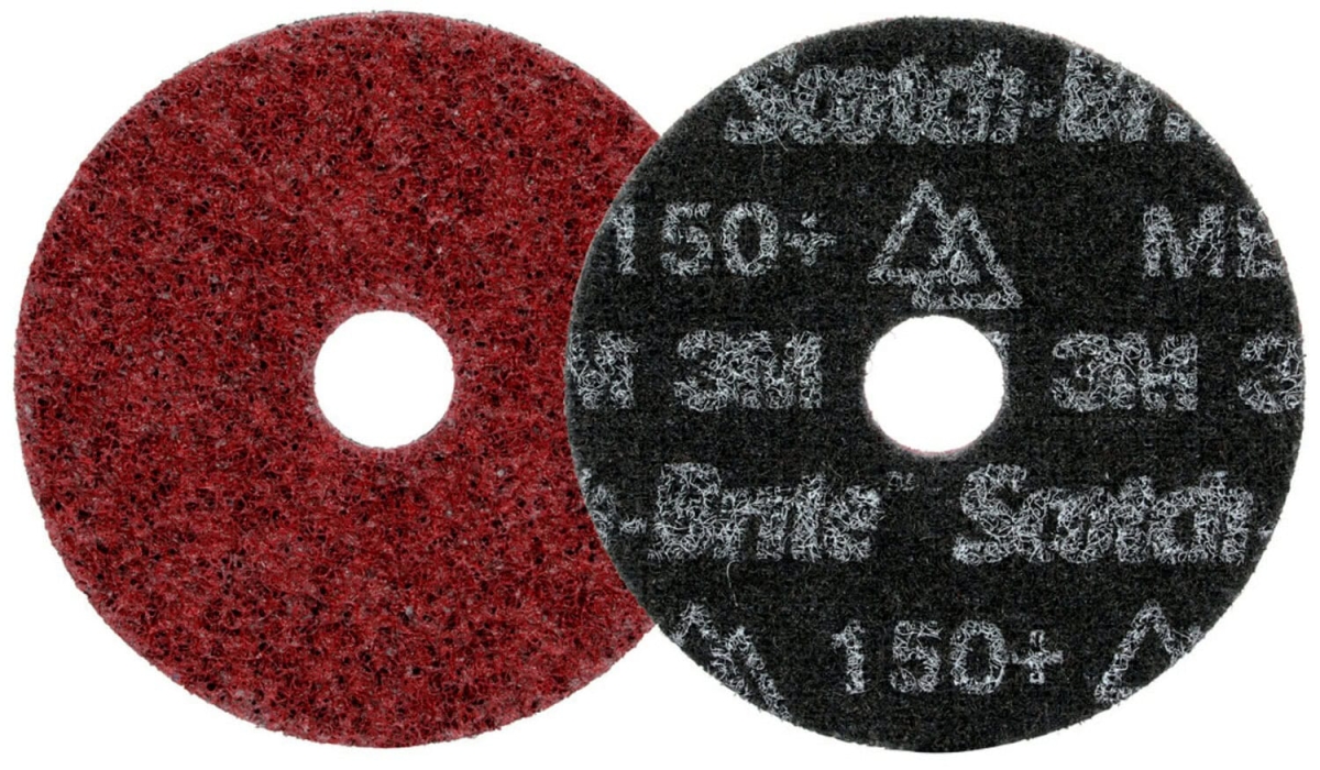 3M™ Scotch-Brite™ HD-DH Präzisions-Vliesscheibe HDDH8896, Ø 50 mm x 22 mm, 150+, K, Medium, Rot, 13.300 U./Min., Kletthaftend, Mit Zentrierloch, Für Abtrags- und Finisharbeiten