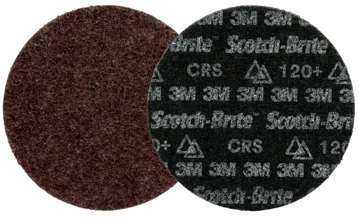3M™ Scotch-Brite™ HD-DH Präzisions-Vliesscheibe HDDH8906, Ø 150 mm, 120+, K, Grob, Braun, 10.000 U./Min., Kletthaftend, Ohne Zentrierloch, Für Abtrags- und Finisharbeiten
