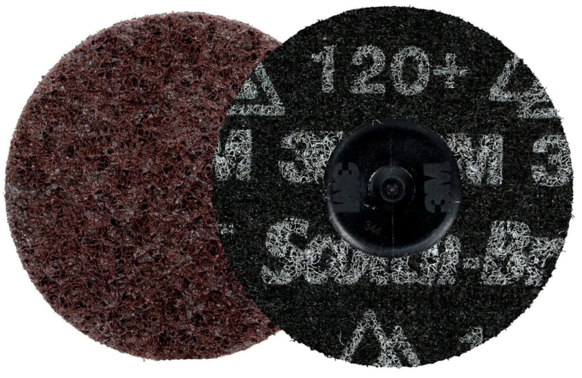 3M™ Scotch-Brite™ Roloc™ HD-DR Vliesscheibe HDDR9489, Ø 50 mm, 120+, A, Grob, Braun, 25.000 U./Min., Für Entgratungs- und Finisharbeiten
