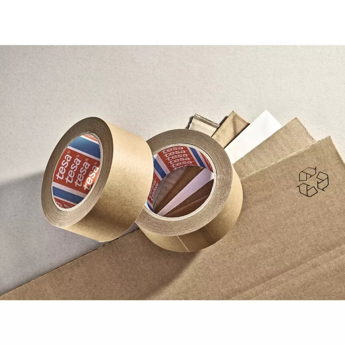 tesa® 4513, 50 mm x 50 m, 0,105 mm, Braun, PV 0, Recycling freundlich, Sortenrein, FSC® Papier Verpackungsklebeband aus verantwortungsvollen Quellen