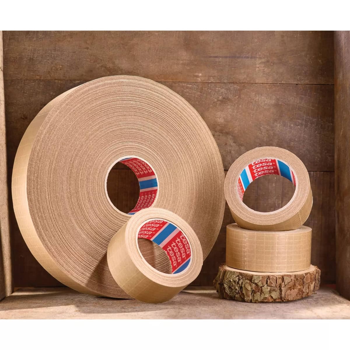 tesa® 60013, 50 mm x 25 m, 0,210 mm, Braun, PV 0, Recycling freundlich, Sortenrein, Glasfaserverstärktes FSC® Papier Verpackungsklebeband aus verantwortungsvollen Quellen