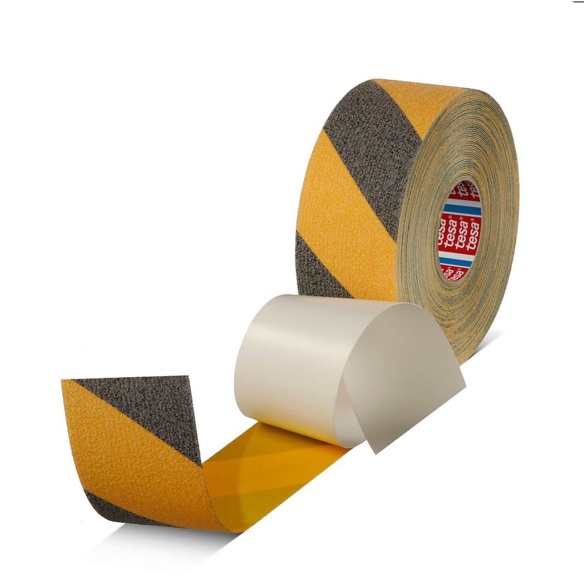 tesa® Professional 60951, 50 mm x  15 m, 0,9 mm, Schwarz-Gelb, Universal Anti-Rutsch Klebeband, DIN 51130